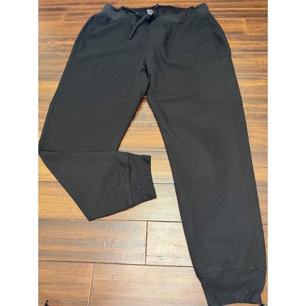 Mandala Black Scrub Joggers Women Large Equa-Tek Water Resistant Cargo Pants